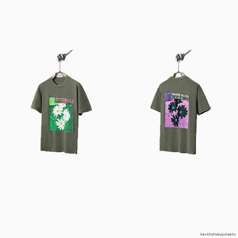 Travis Scott AstroWorld Vintage Army Green Short-Sleeve T-Shirt