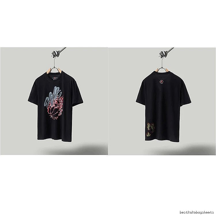 Travis Scott x Air Jordan Graffiti-style Black Short-sleeve T-shirt