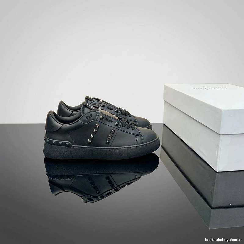 Valentino Rivet Punk Style Black Shoes
