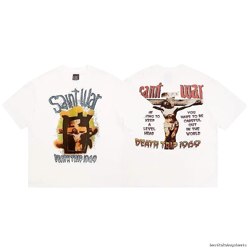 Vintage SAINT Jesus Printed White T-Shirt