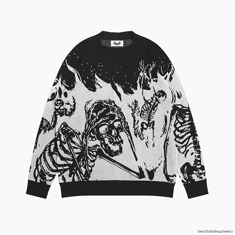 Weekend Anime graphic sweater Black Knit Top for Weekend Wear