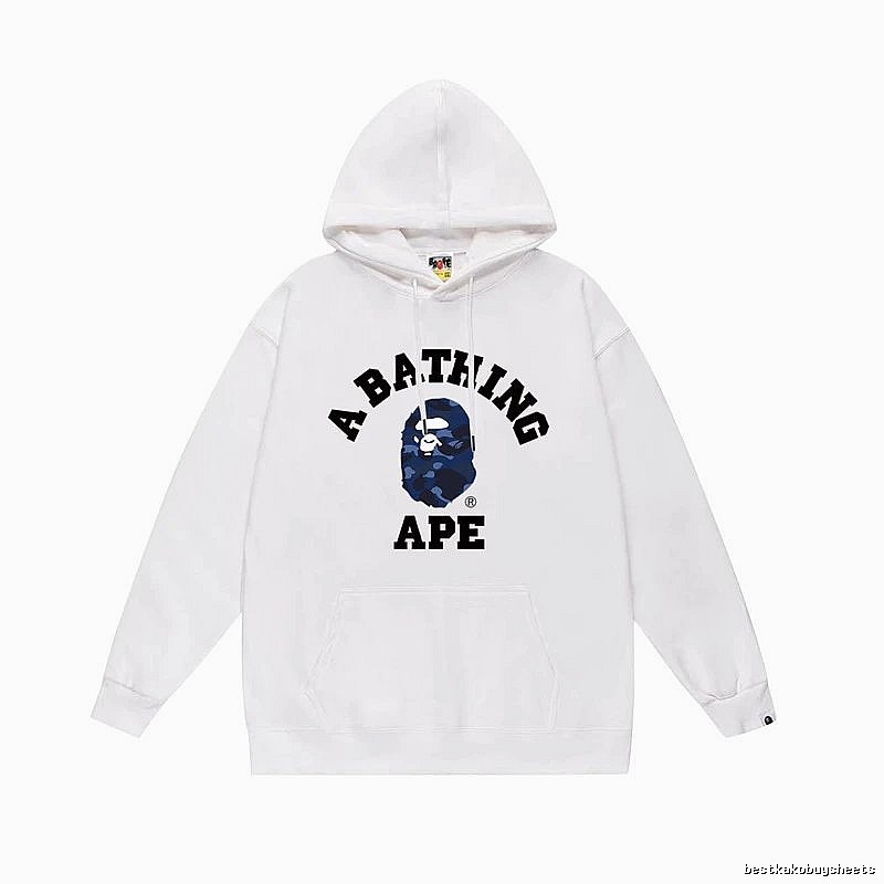 White hoodie with Bape Ape Head print