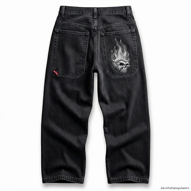 Y2K Fear of God Flame Black Denim Shorts